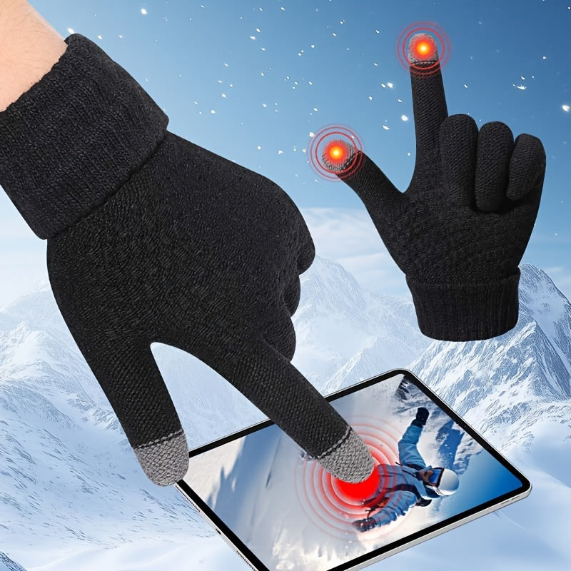 A Pair of Women'S Winter Outdoor Touchscreen Gloves That Are Warm, Thick, And Plush, Suitable for Driving And Cycling in Cold Weather. These Stylish And Versatile Gloves Are Perfect for Couples During The Winter Season, Ideal